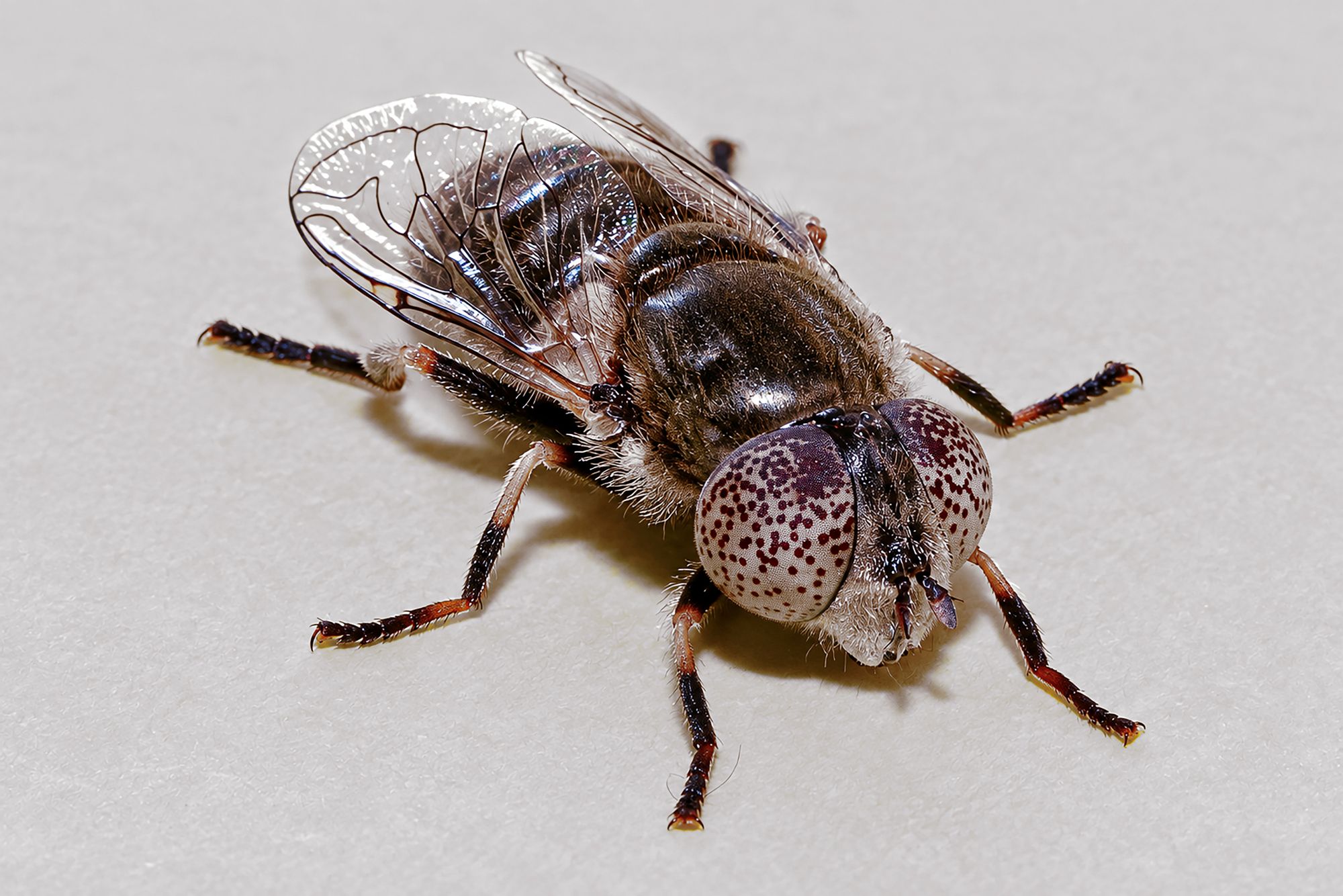 Männliche Glänzende Faulschlammschwebfliege